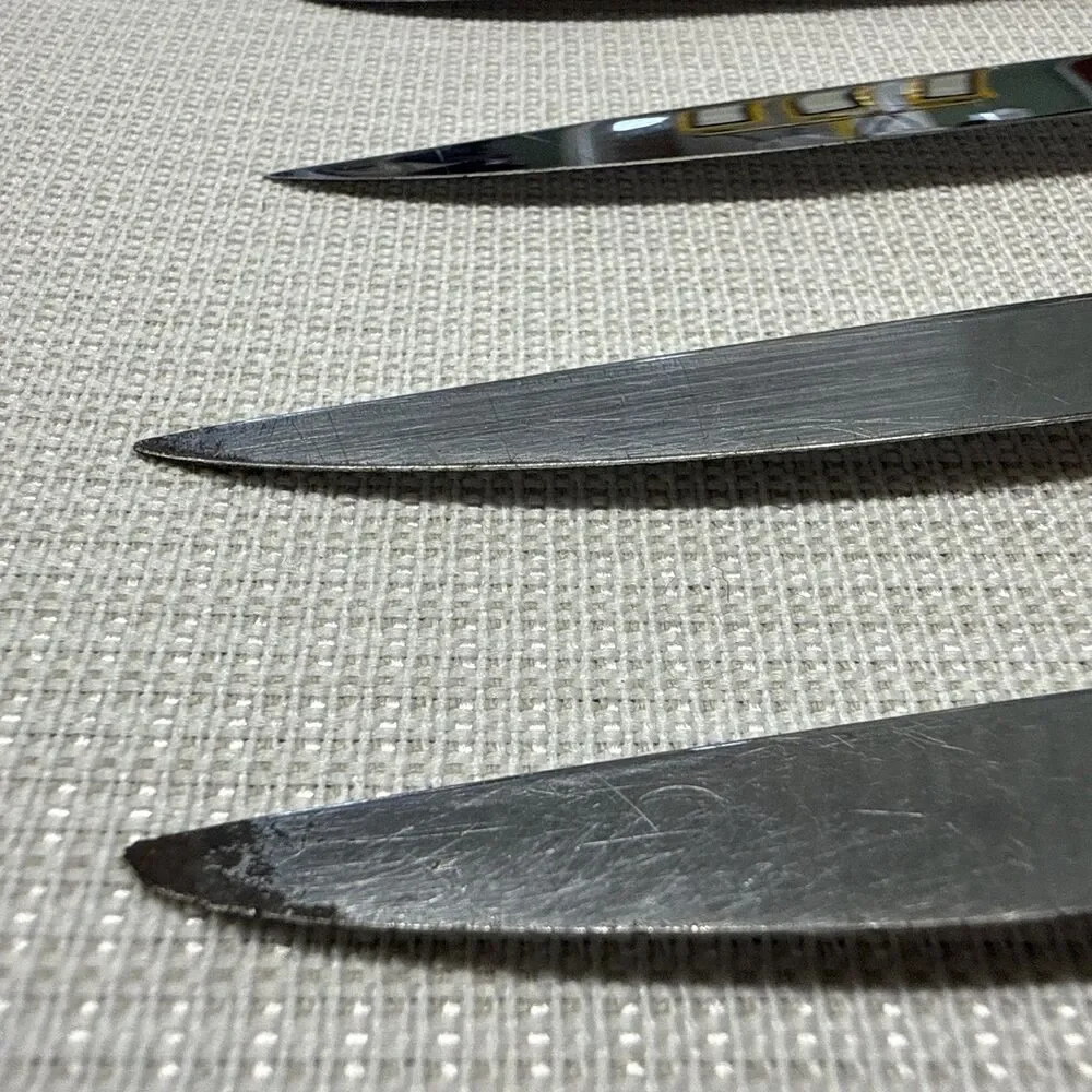 Set of 4 Vintage Briddell Steak Knifes Cream Handle MCM Kitchen w/ knife caddy
